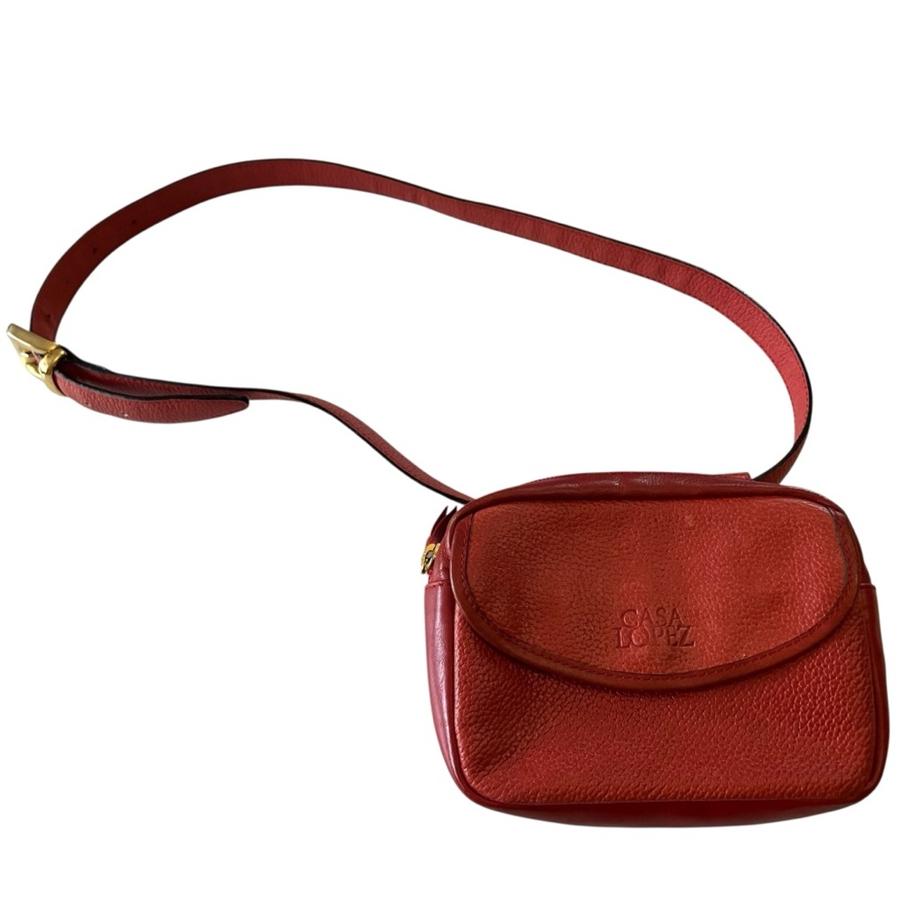 Vintage 90s red leather‎ belt bag fanny pack convertible Casa Lopez